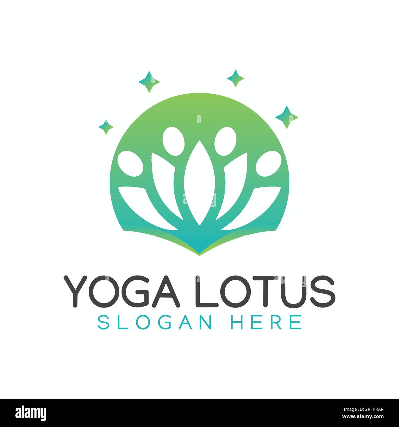 Yoga Lotus Logo Design Human Icon with Lotus Flower Logotype Stock