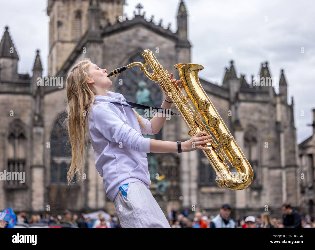 Edinburgh, United Kingdom. 04 August, 2023 Pictured Baritone Saxophone