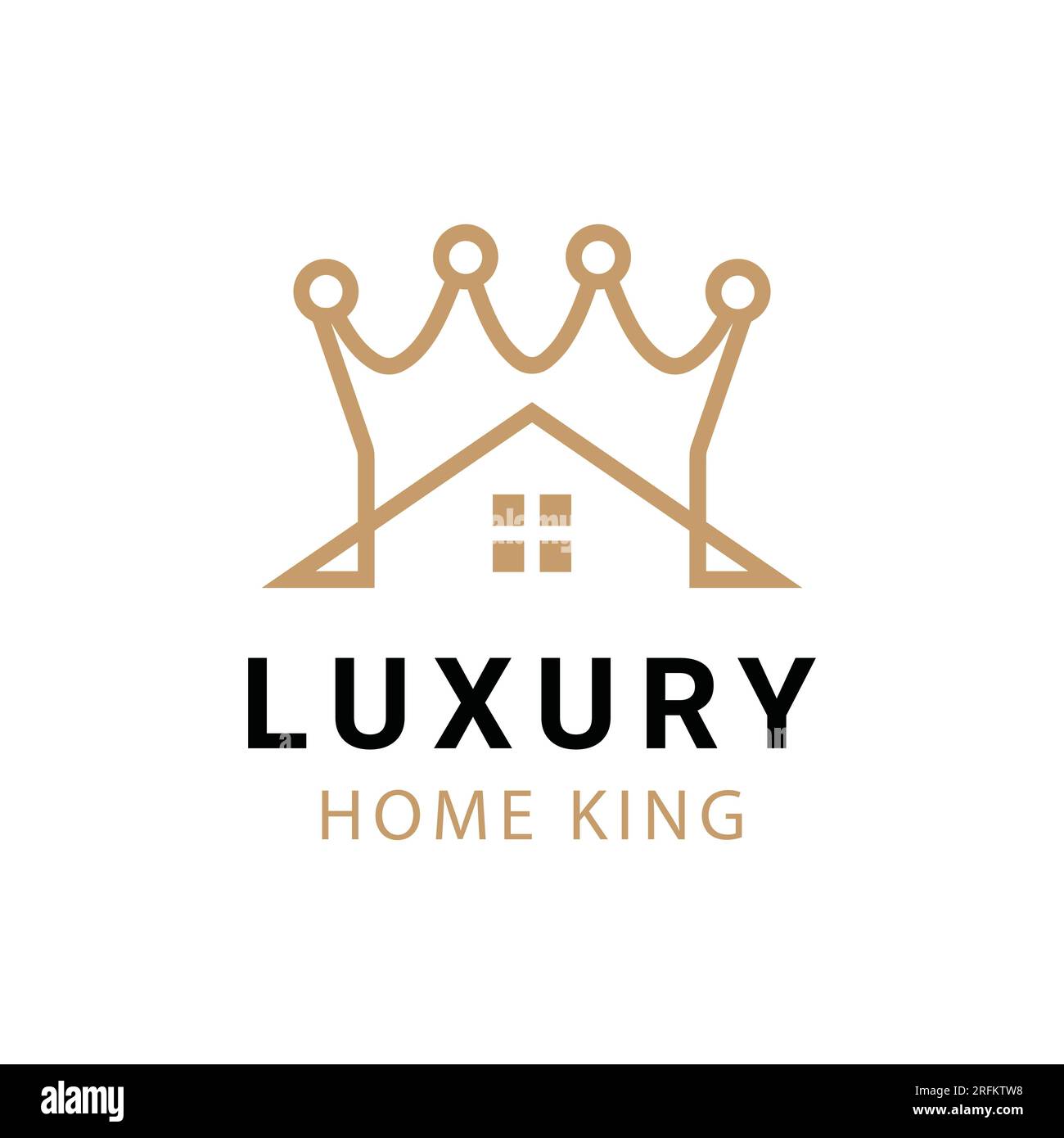Luxury Home with Crown Logo Design Stock Vector