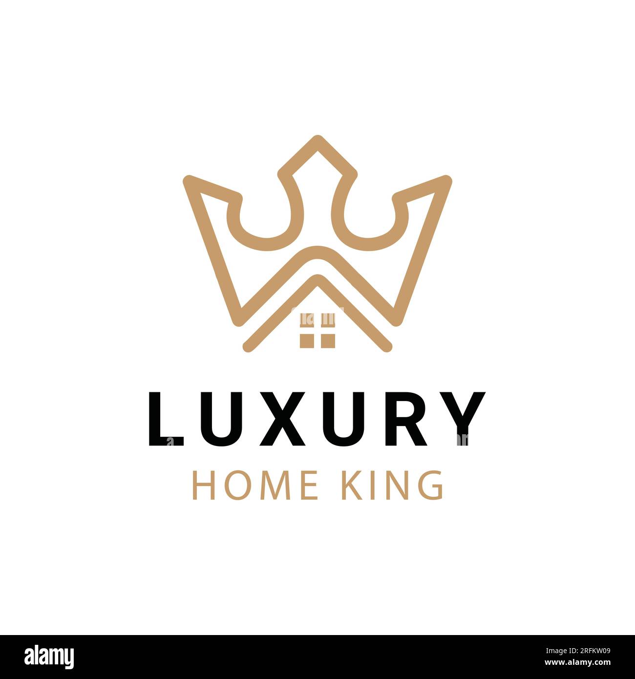 Luxury Home with Crown Logo Design Stock Vector