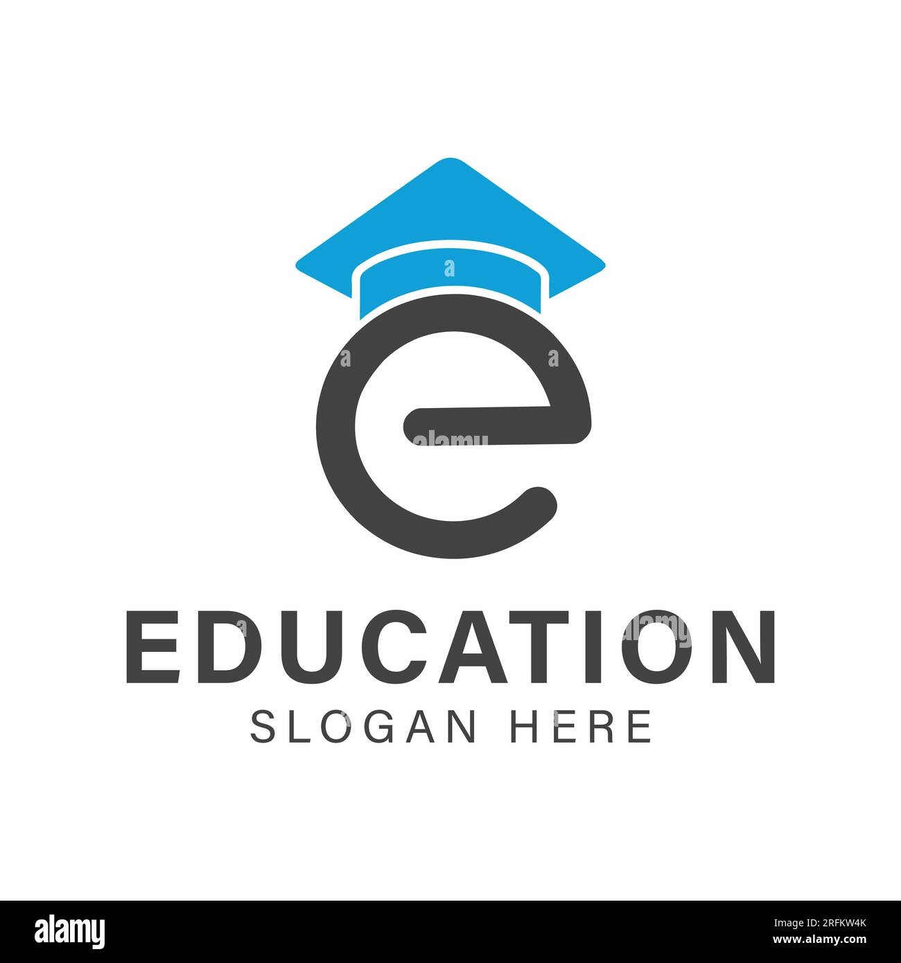 Letter E with Pencil Logo Design Letter E with Hat Logotype Education Stock Vector