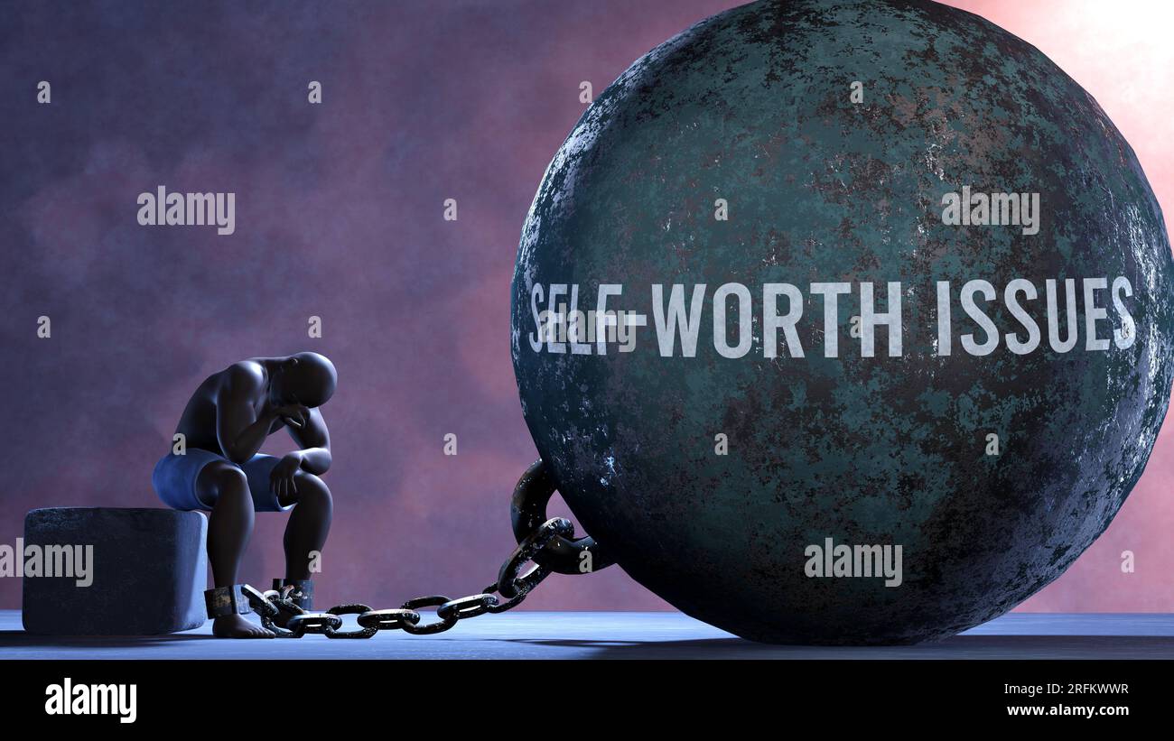 Self worth issues a metaphor showing human struggle with Self worth issues. Resigned and
