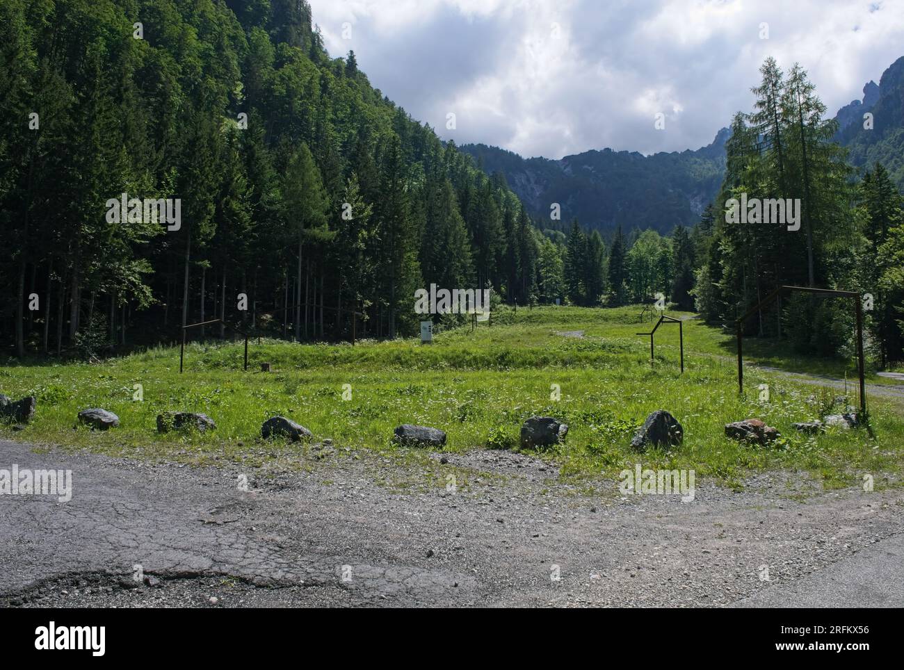 Loibltal, Austria - Jul 28, 2023: Concentration camp Loibl Pass was the north camp where prisoners built the tunnel to the south Ljubelj camp in Slove Stock Photo