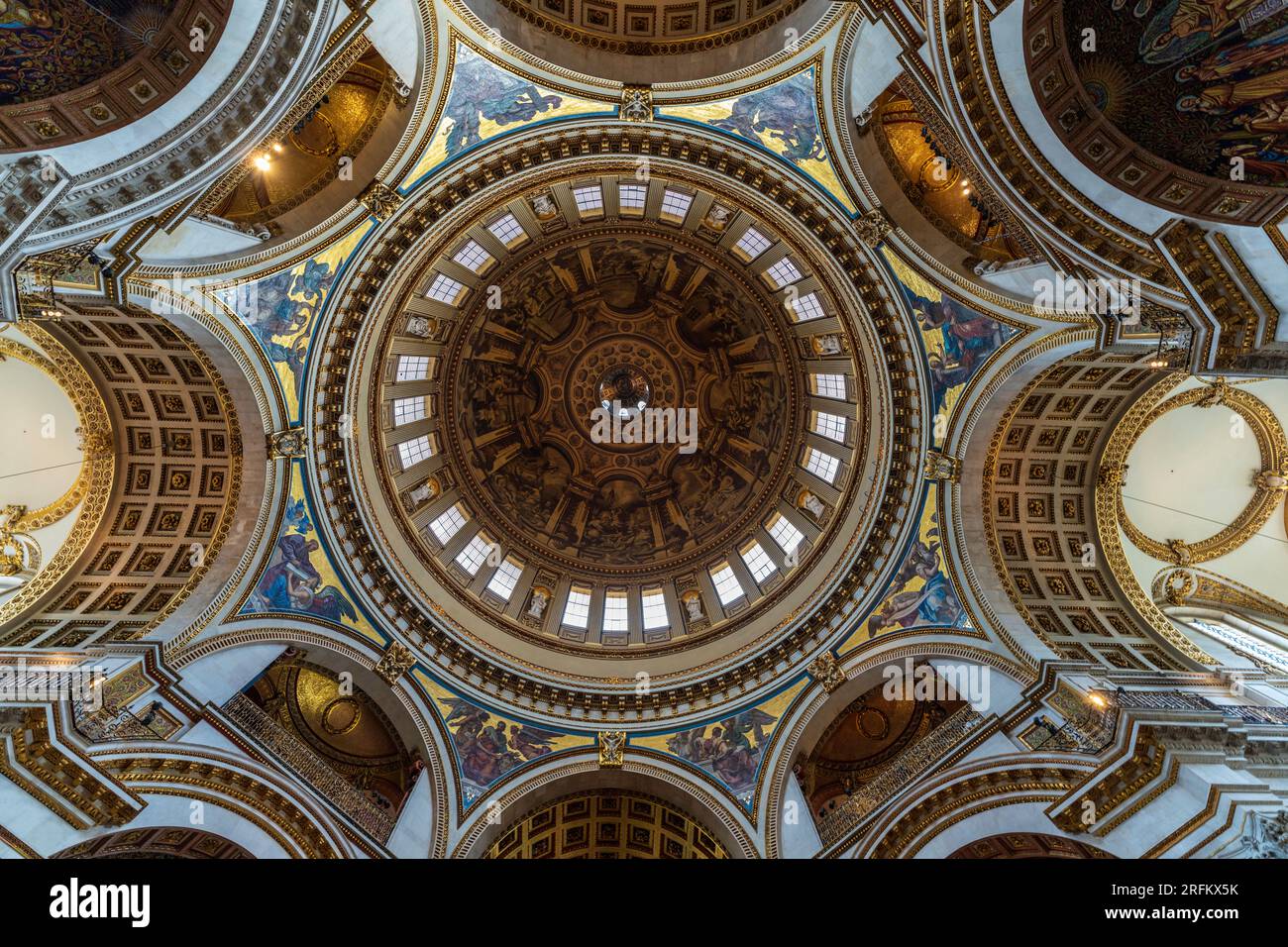London, England, UK - July 25, 2022. St Paul's Cathedral interior view of the dome, domed ceiling. St Paul's Cathedral dome is an artistic masterpiece Stock Photo