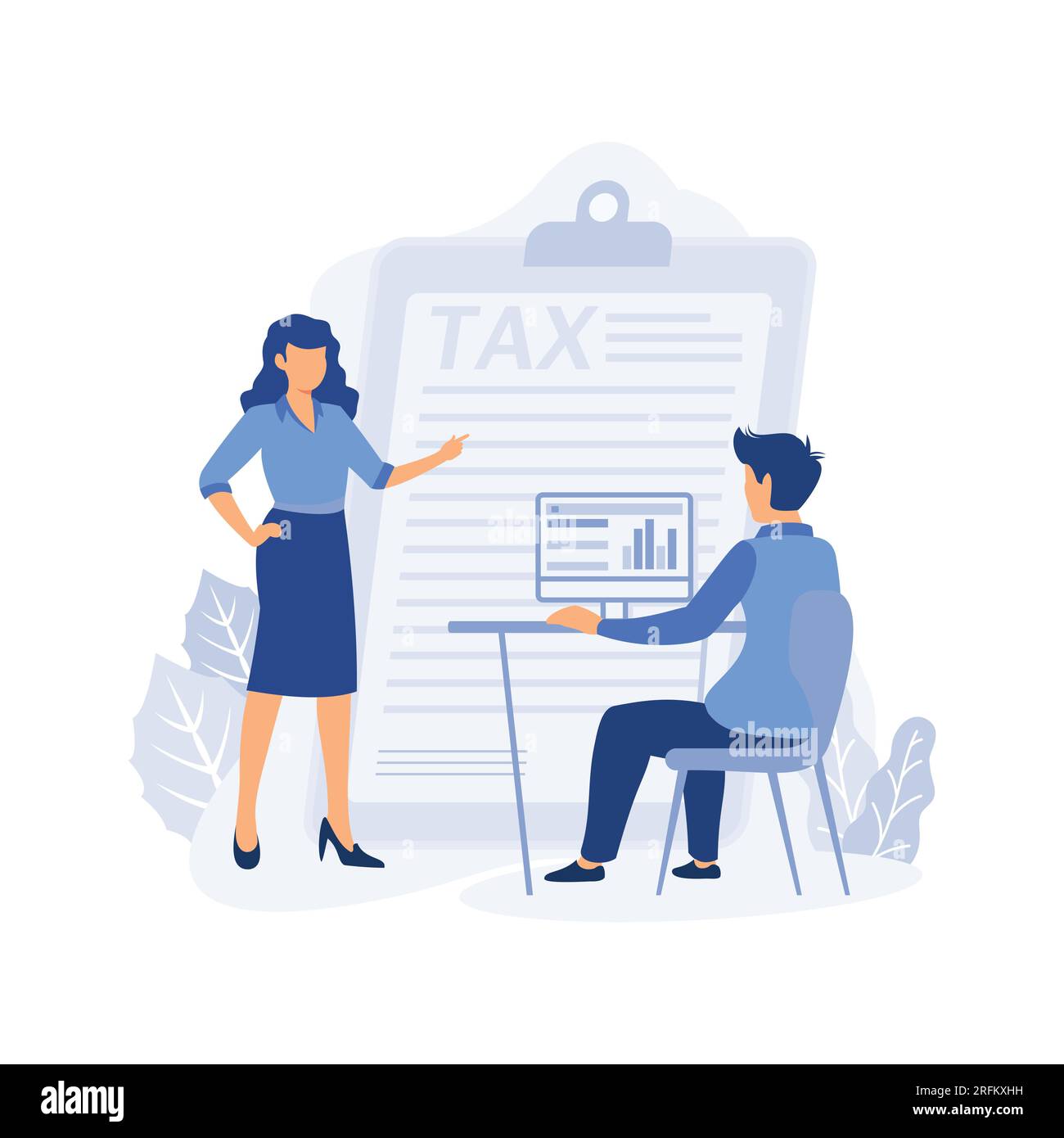 Taxation planning concept Characters using tax calendar to filling tax Taxation planning concept Characters using tax calendar to filling tax