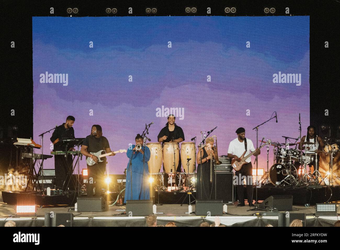 Copenhagen, Denmark. 03rd Aug, 2023. The English band Kokoroko performs a  live concert during the Danish music festival O Days 2023 in Copenhagen.  Credit: Gonzales Photo/Alamy Live News Stock Photo - Alamy