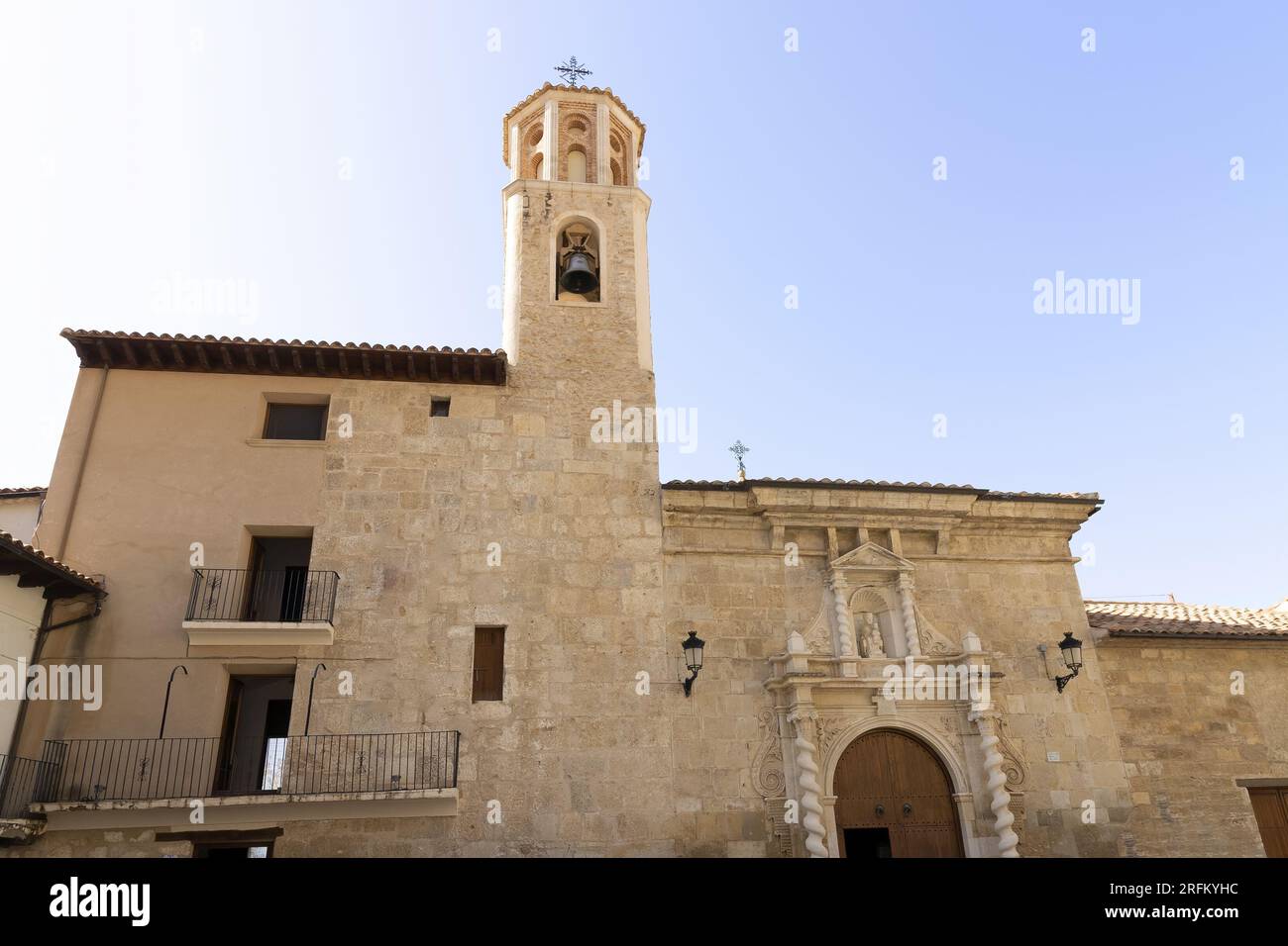 Church of the Virgin of the Water in Castellote, Teruel, Castellote, Aragon, Spain, panoramic view Stock Photo