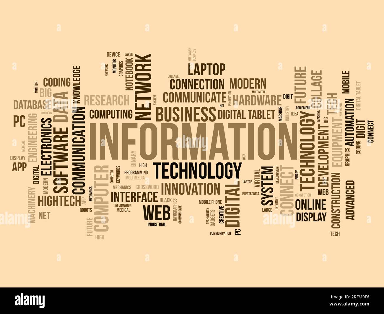 Word cloud background concept for Information technology. Computer network system use for internet communication skill develop. vector illustration. Stock Vector