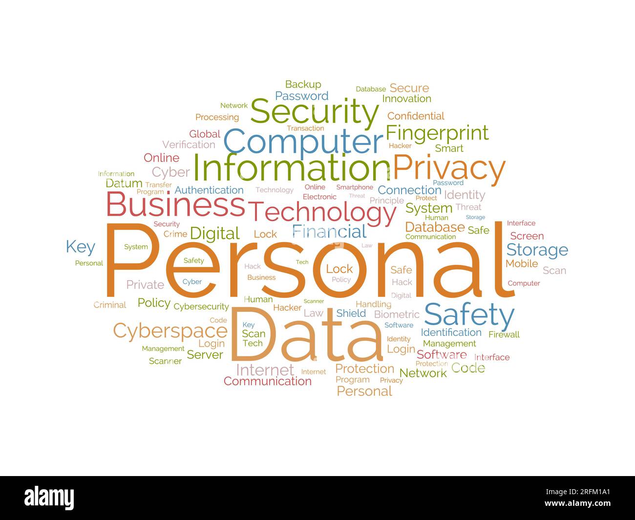 Word cloud background concept for Personal data. Digital safety protection policy used for personal internet security. vector illustration. Stock Vector