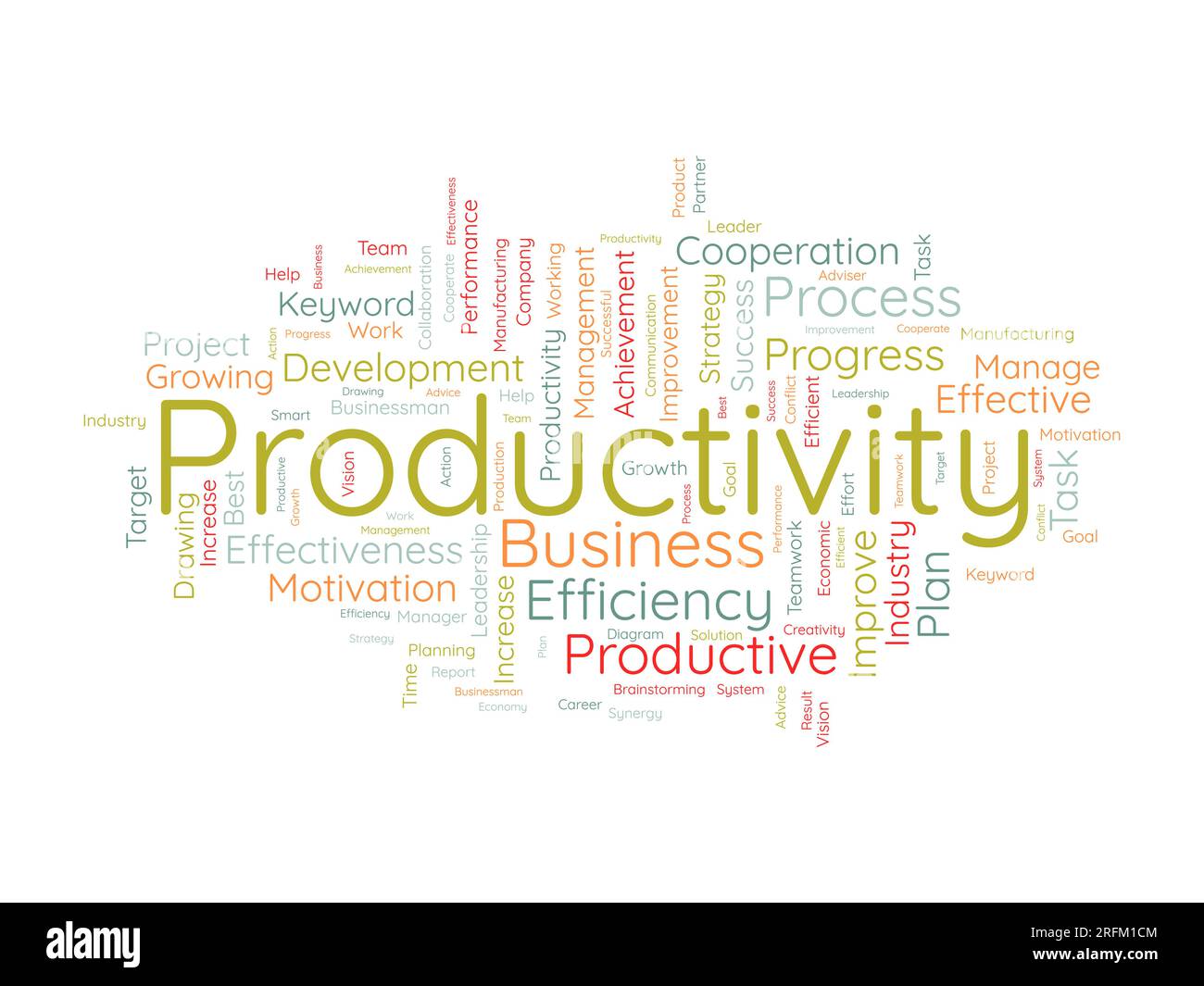Word cloud background concept for Productivity. Business achievement, Productive progress performance of economic growth. vector illustration. Stock Vector