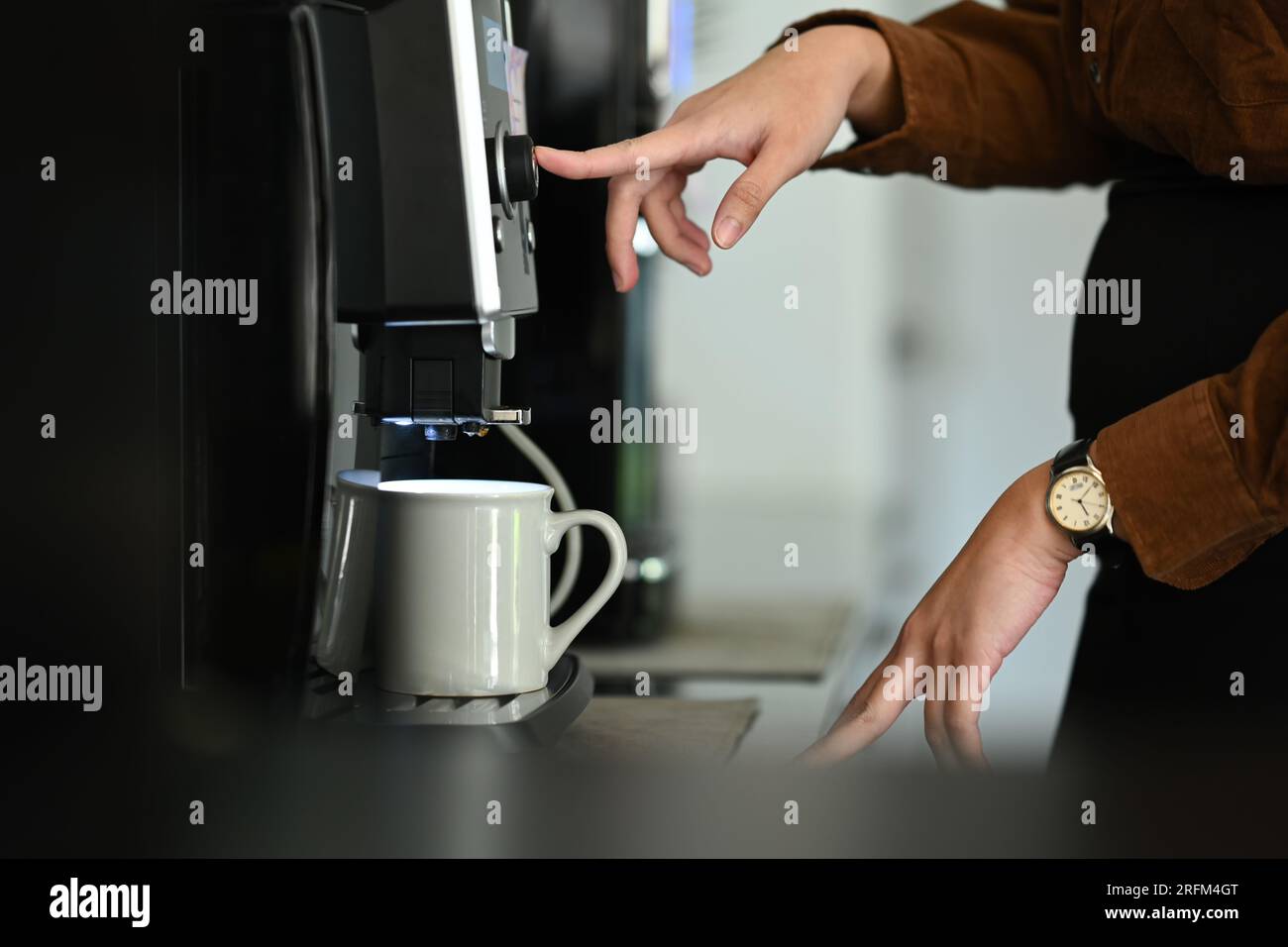 Coffee Machine and Electric Kettle on the Office Desk. Front View. Stock  Image - Image of brew, detail: 155187373