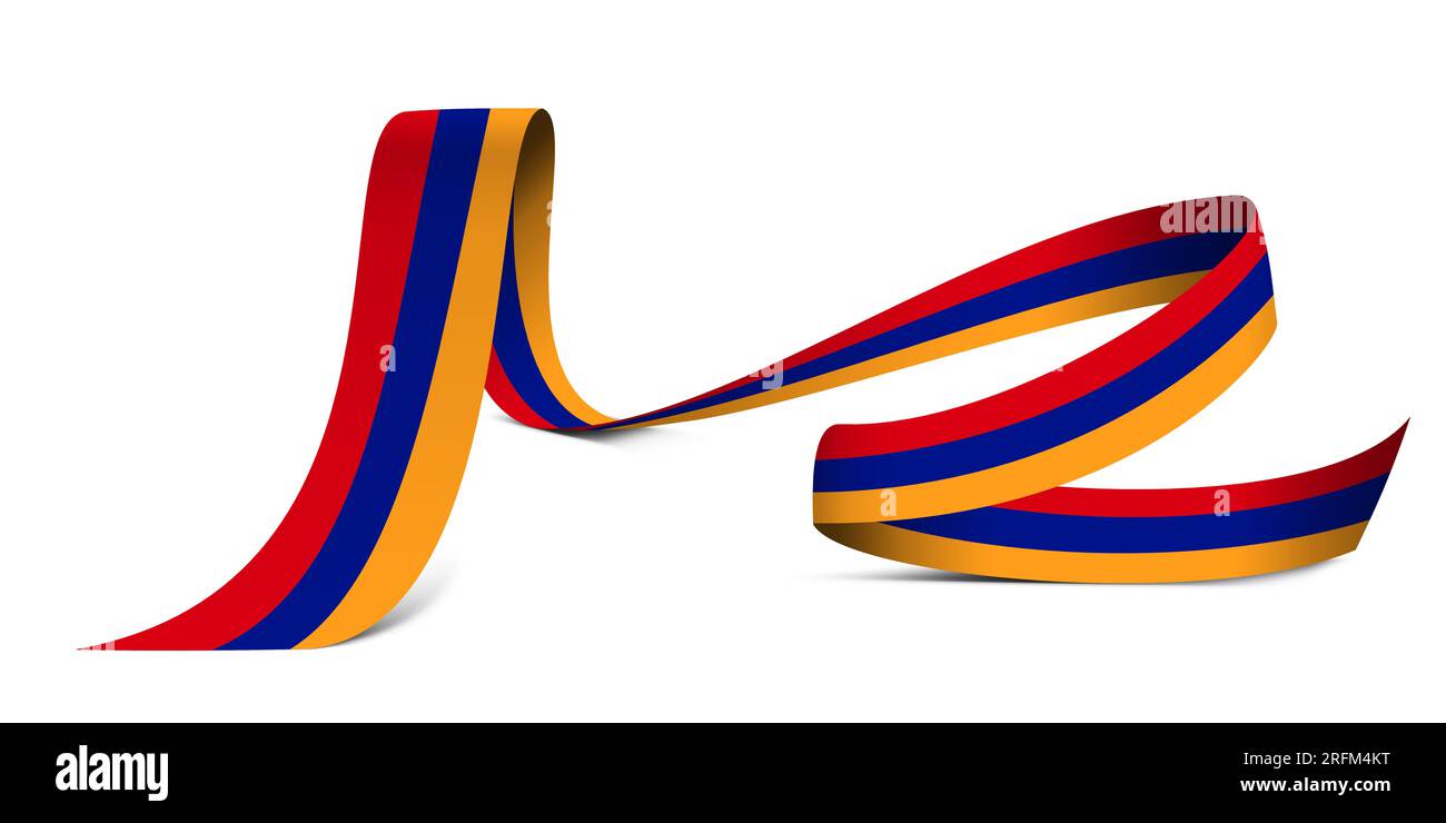 3D illustration. Flag of Armenia on a fabric ribbon background Stock ...
