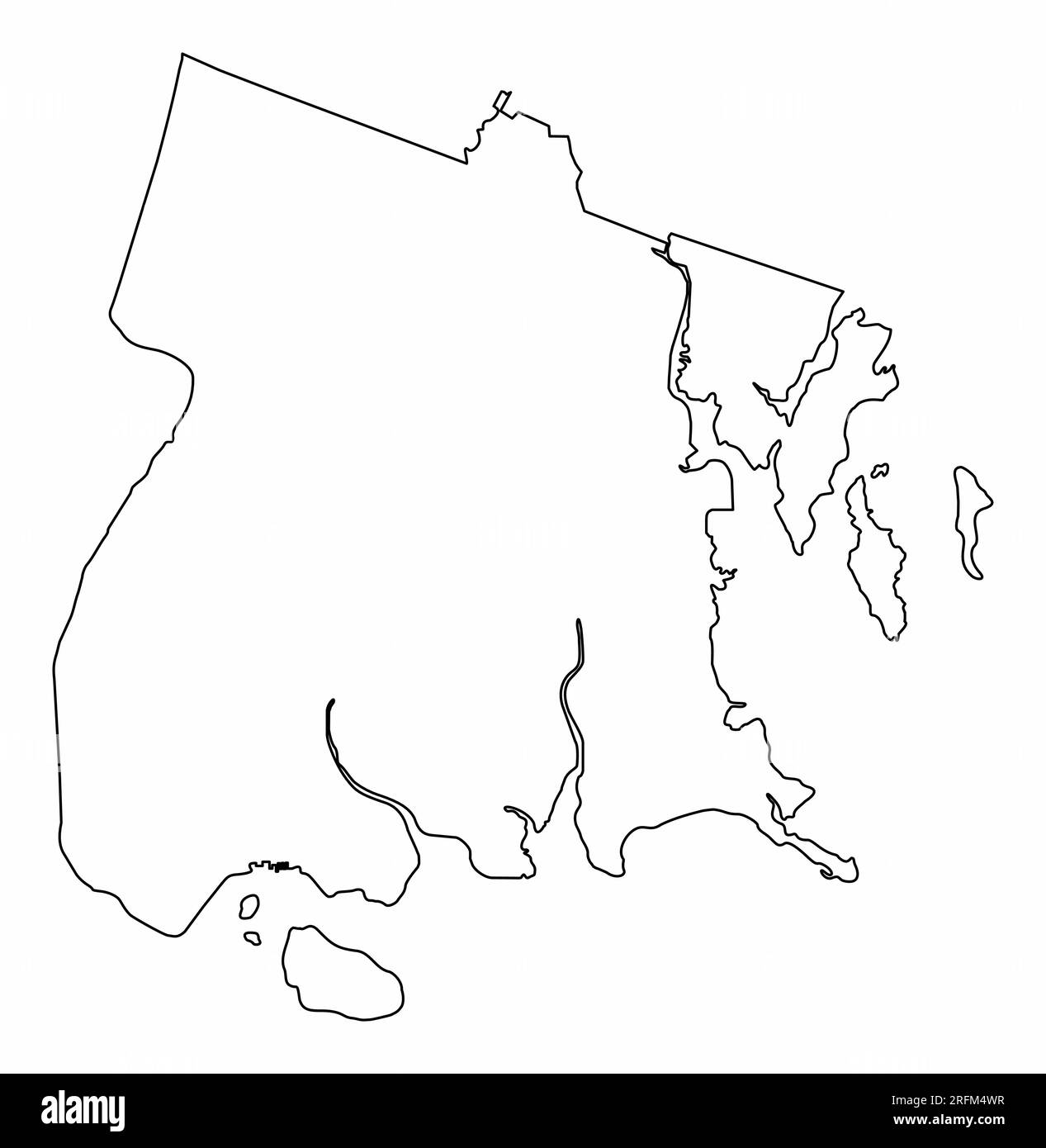 The Bronx map outline isolated on white background, New York City Stock