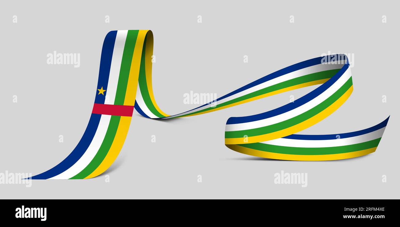 3D illustration. Flag of Central African Republic on a fabric ribbon ...