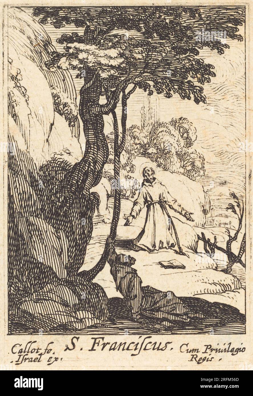 'Jacques Callot, Saint Francis, 1592-1635, etching, plate: 6.03 × 3.49 cm (2 3/8 × 1 3/8 in.) sheet: 7.3 × 5.24 cm (2 7/8 × 2 1/16 in.), Rosenwald Collection, 1949.5.420' Stock Photo