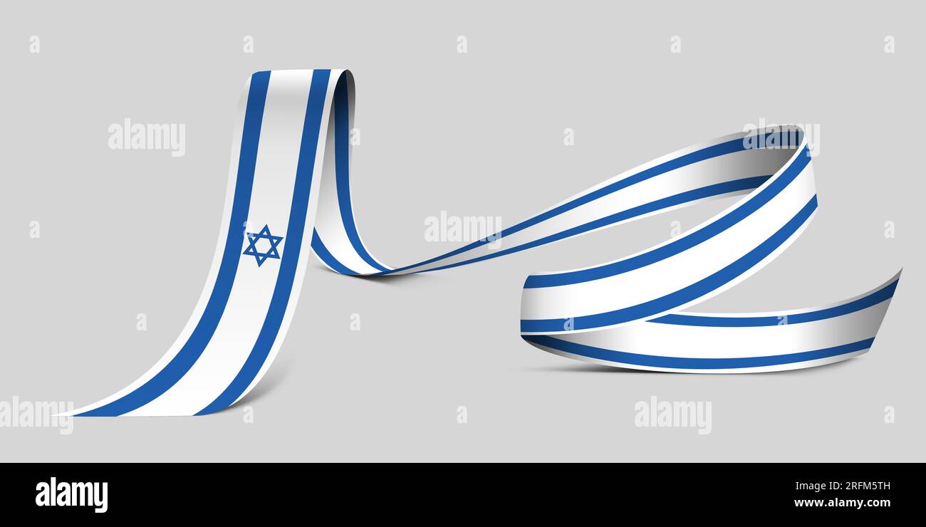 3D illustration. Flag of Israel on a fabric ribbon background Stock ...