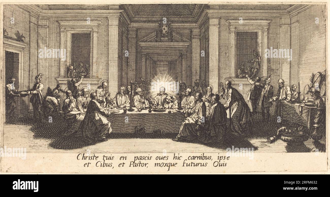 'Jacques Callot, The Last Supper, c. 1618, etching and engraving, plate: 11.3 x 21.6 cm (4 7/16 x 8 1/2 in.), R.L. Baumfeld Collection, 1969.15.49' Stock Photo