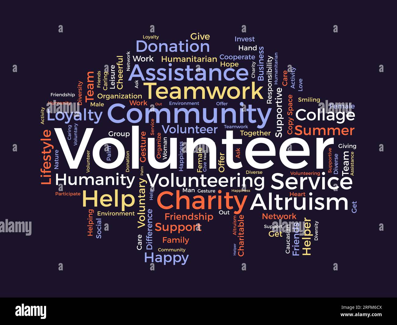 Word cloud background concept for volunteer. Charity support, community ...