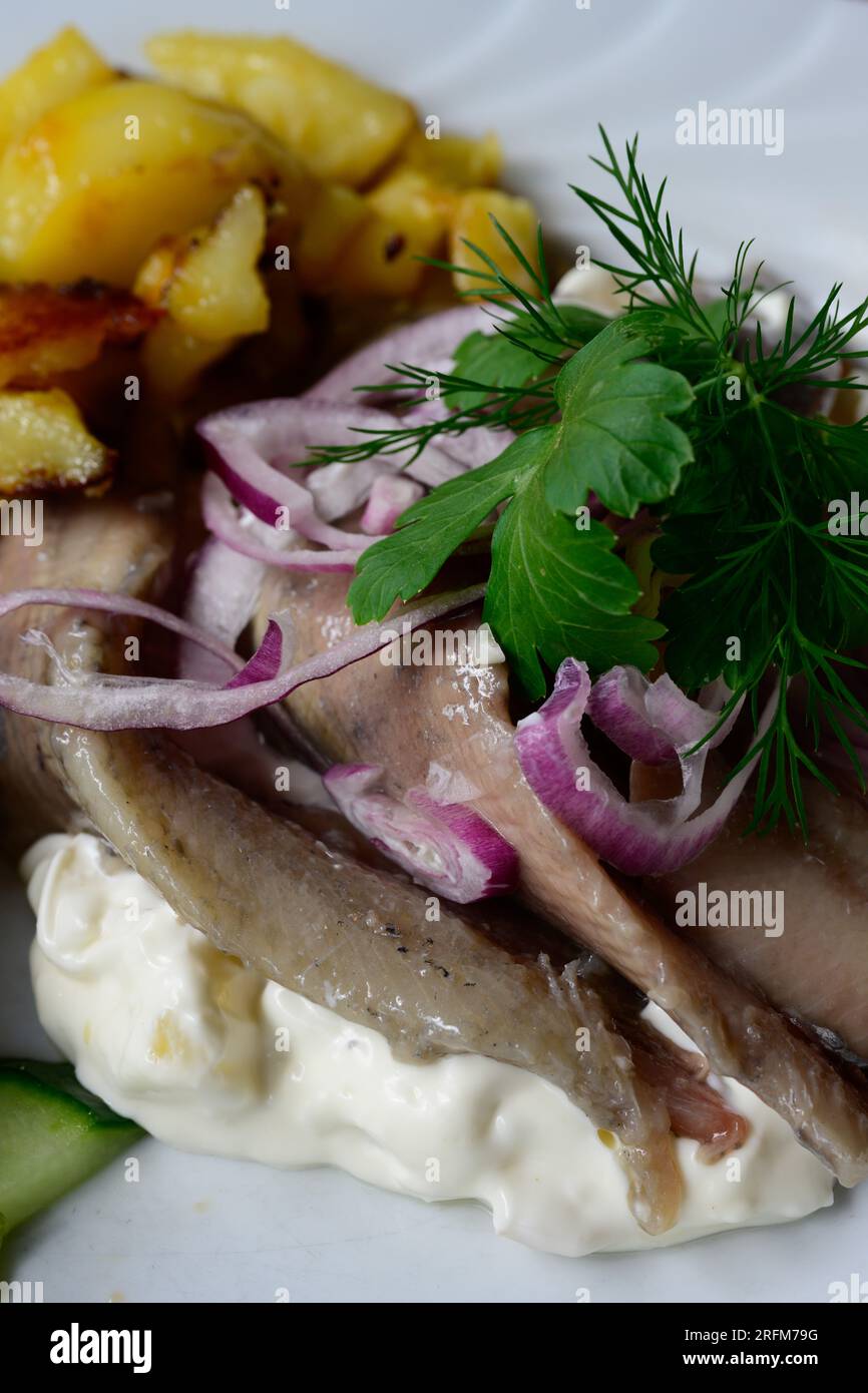 Matjes Fillet Hausfrauenart, Young Pickled Herring Housewife Style with