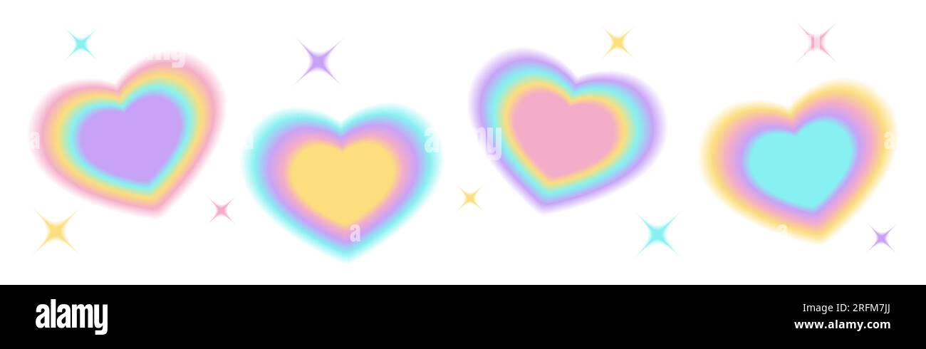 Blurred gradient shapes. Minimalist y2k aesthetic heart, retro