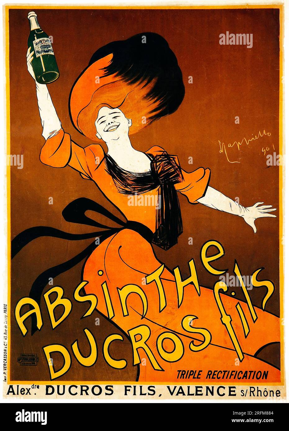 Absinthe Ducros fils... Alex. Ducros fils, Valence - Leonetto Cappiello artwork, alcohol advertising, 1901 Stock Photo
