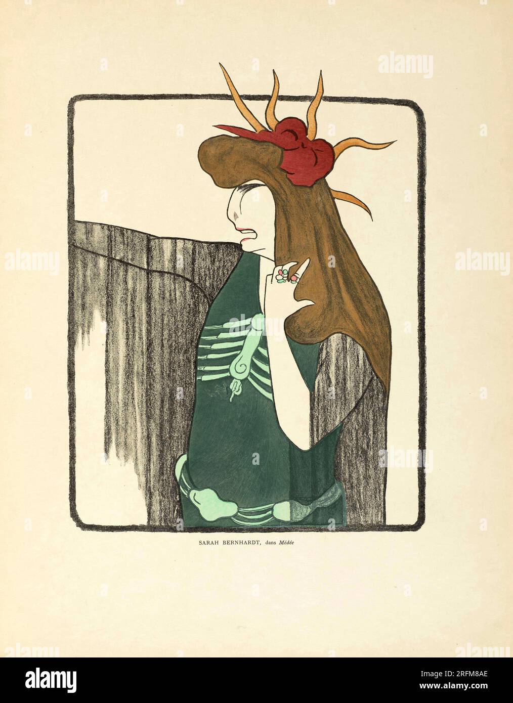 Sarah Bernhardt, dans Médée - ACTRESSES OF THE BELLE EPOQUE. Leonetto Cappiello, 1875-1942. Nos actrices. Paris- Éditions de la Revue Blanche, 1899 Stock Photo