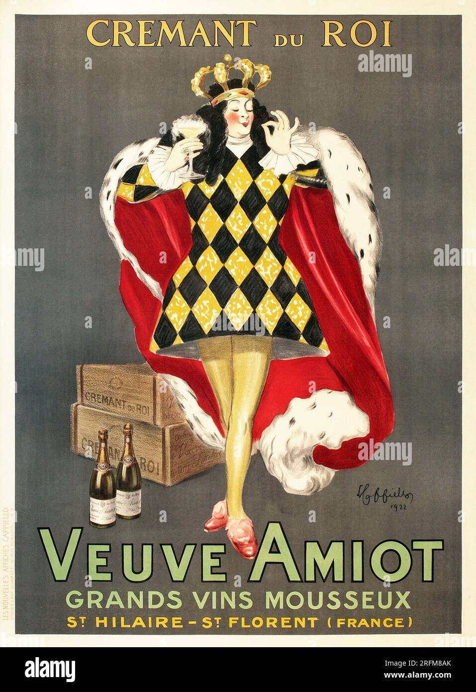 Veuve Amiot - Vintage Poster by Leonetto Cappiello - Champagne King, 1922 Stock Photo