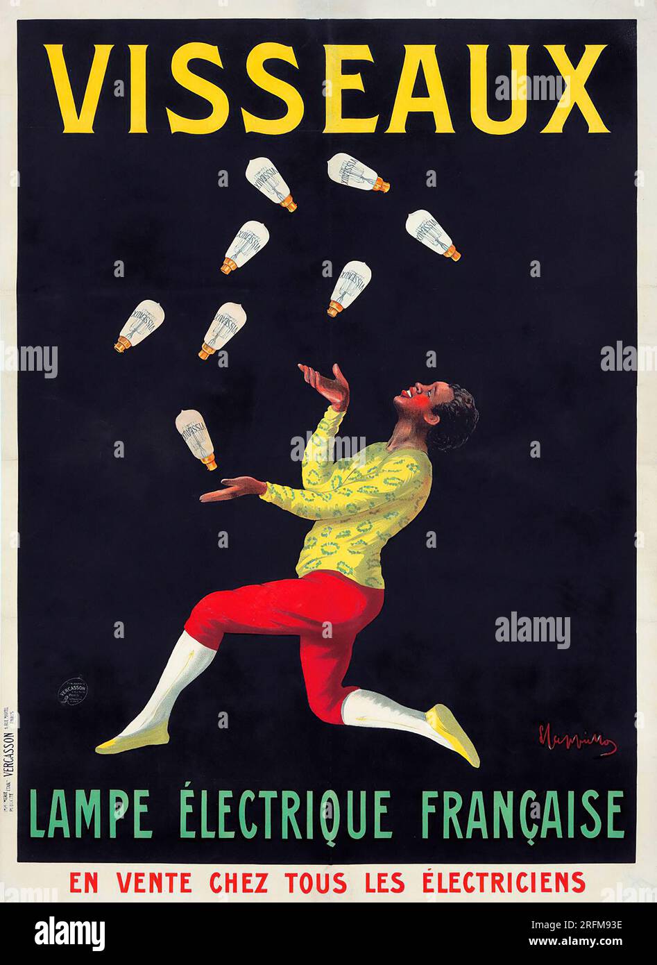 Visseaux, electric light bulbs France. Vintage advertisement poster by