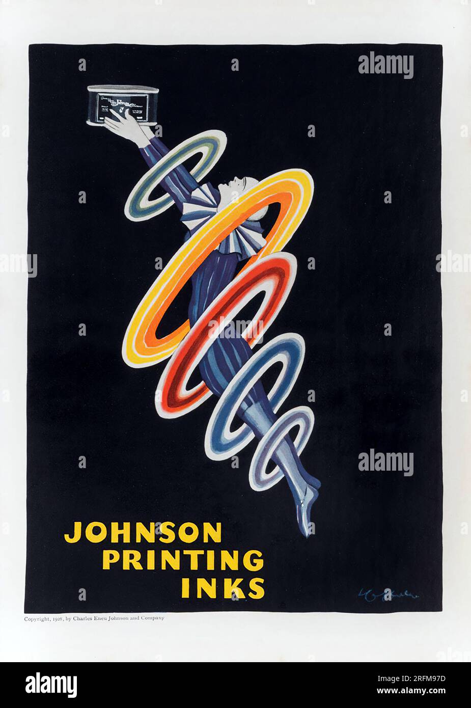advertisement poster Johnson Printing Inks, Cappiello, 1928