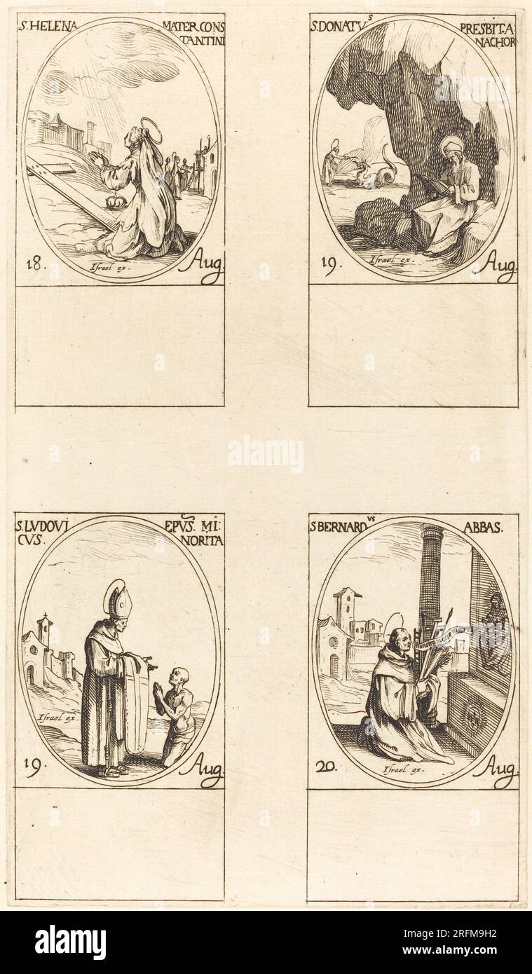 'Jacques Callot, St. Helen; St. Donatus; St. Ludovicus, Bishop; St. Bernard, etching, R.L. Baumfeld Collection, 1969.15.713' Stock Photo