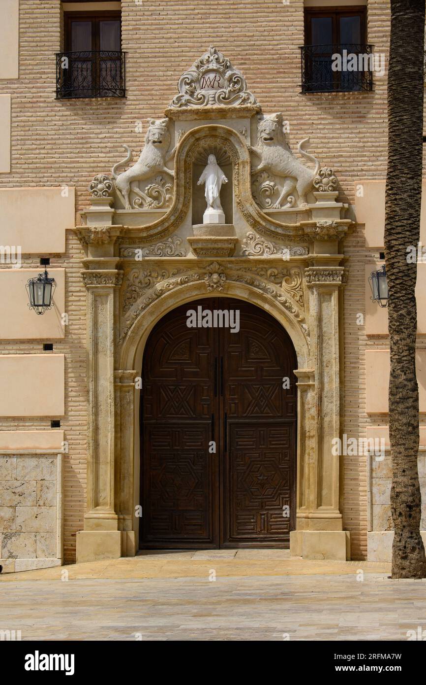 Albox, Almeria, Spain. Late 18c.main entrance of the parish church (Iglesia de Santa María) in the Plaza de Pueblo Stock Photo