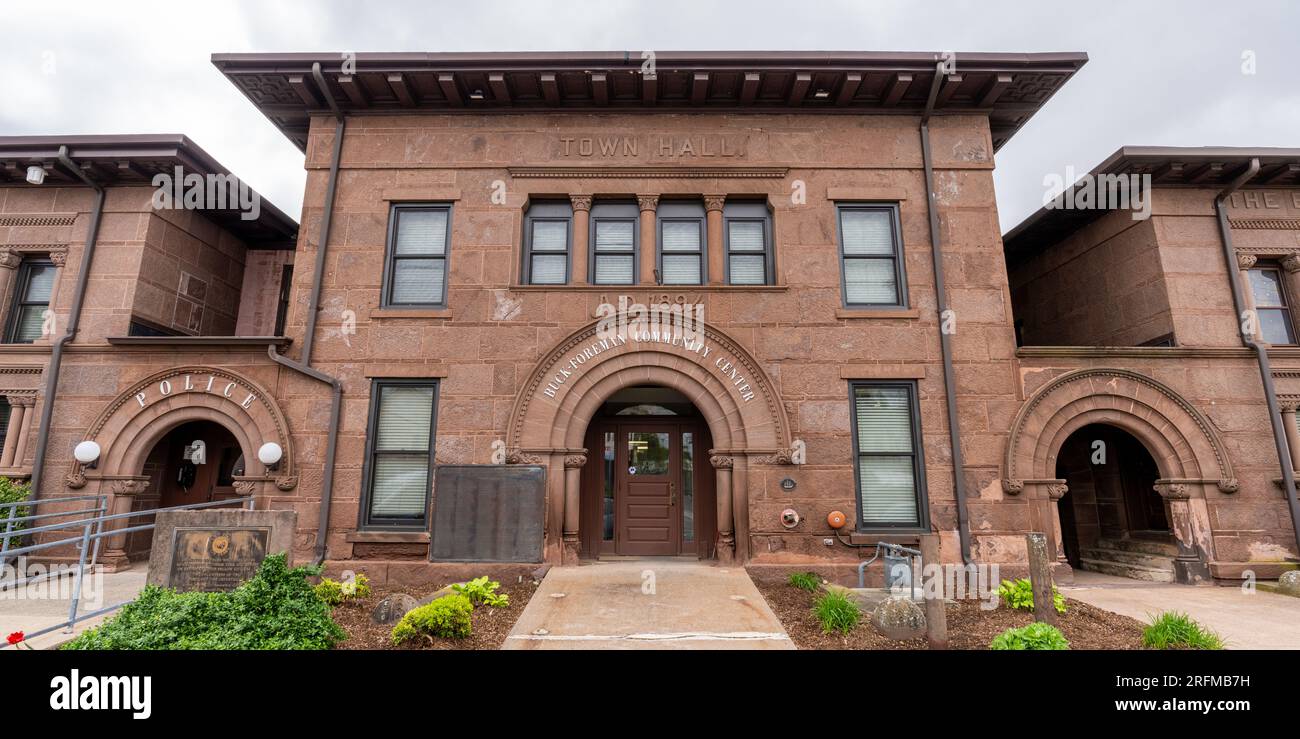 Portland, CT - May 4, 2023: The Original Town Hall, built in 1894, is now the Buck - Foreman Community Center. Stock Photo