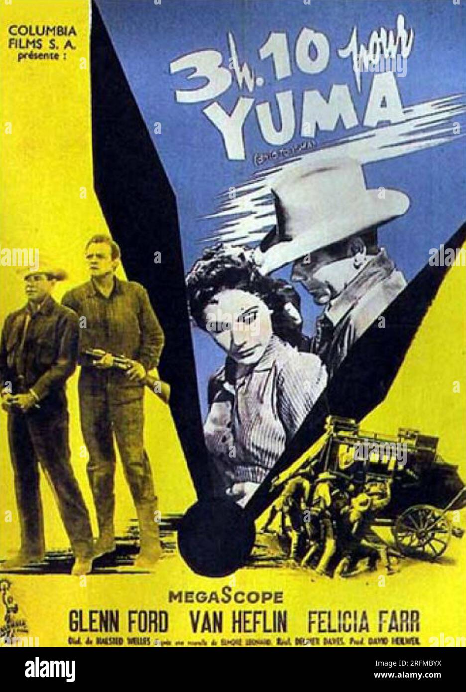 3:10 to Yuma' starring Glen Ford, Van Heflin and Felicia Farr a 1957 American western film. Stock Photo