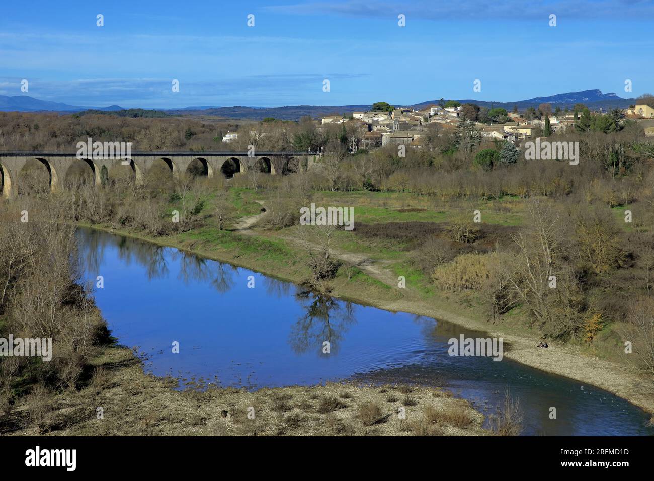 France, Gard department, Sainte-Anastasie, the village of Russan, the Gardon Stock Photo