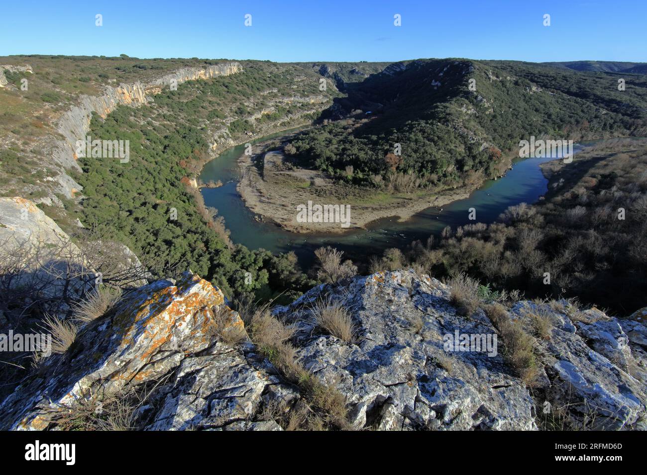 France, Gard department,, Sainte-Anastasie, Russan, the Gorges du Gardon, the meander from the Castellas Stock Photo