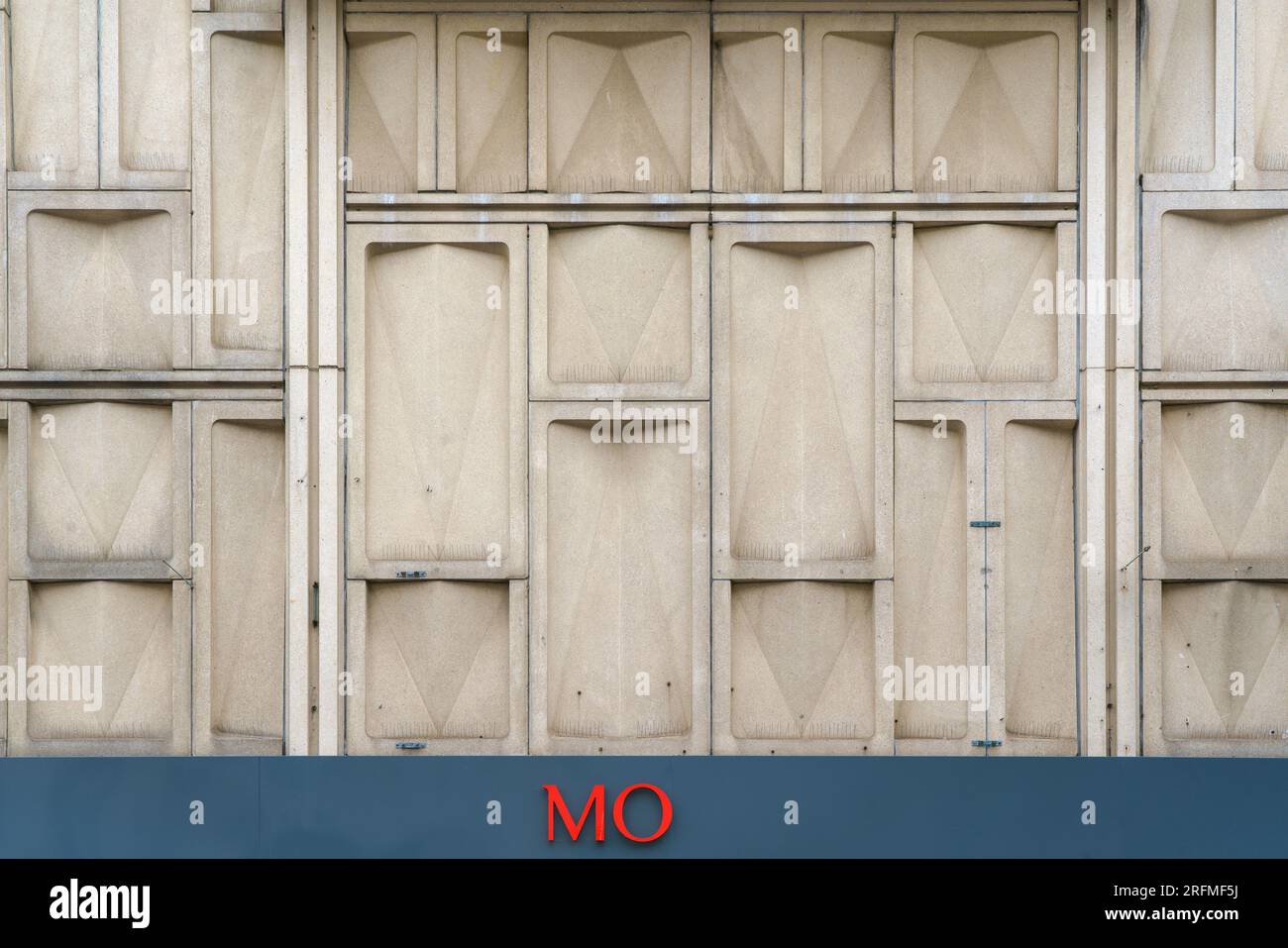 France, Bourgogne Franche Comté region, Yonne, Auxerre, rue du Temple, Monoprix supermarket facade, architecte Dupuis, 1970 Stock Photo