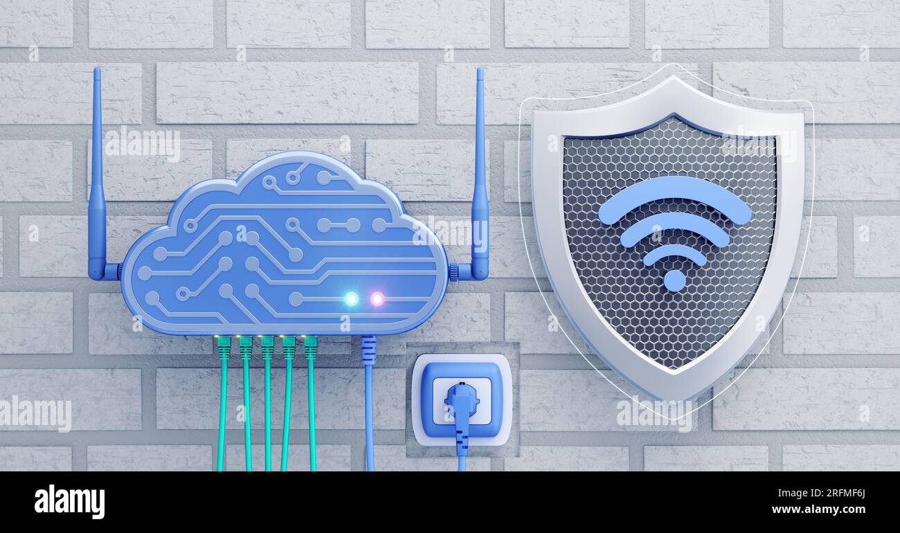 Cybersecurity of Personal Wi-Fi Cloud Stock Photo