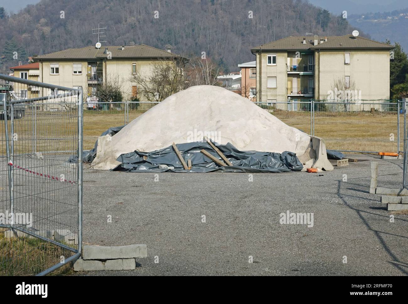 pile of sand in construction site Stock Photo
