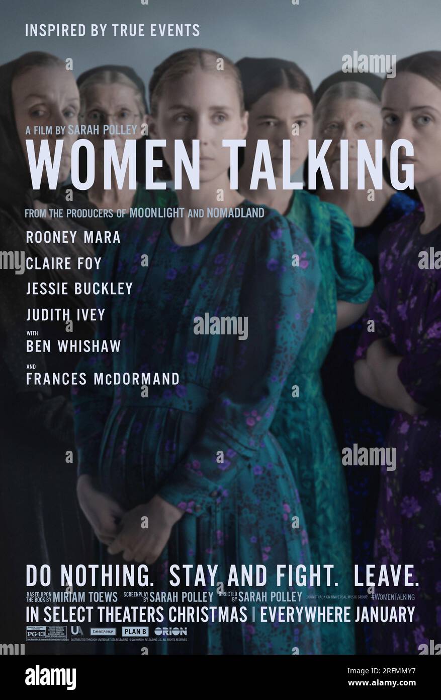 Women Talking Year : 2022 USA Director : Sarah Polley Frances McDormand, Sheila McCarthy, Rooney Mara, Claire Foy, Judith Ivey, Jessie Buckley American poster Stock Photo