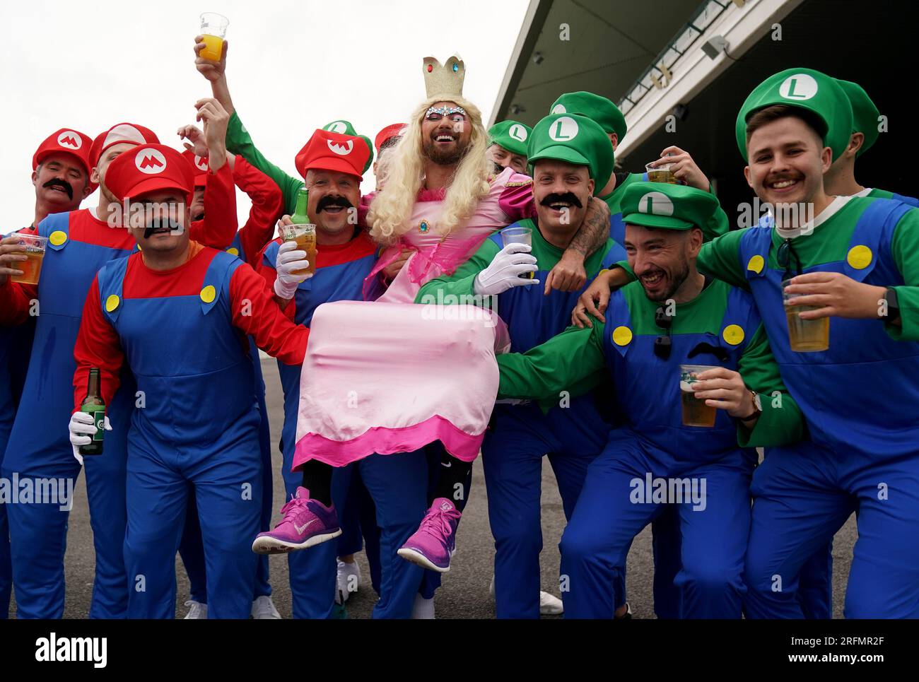 Racegoer Shaun Burke from Blanchardstown (centre) on his stag do during