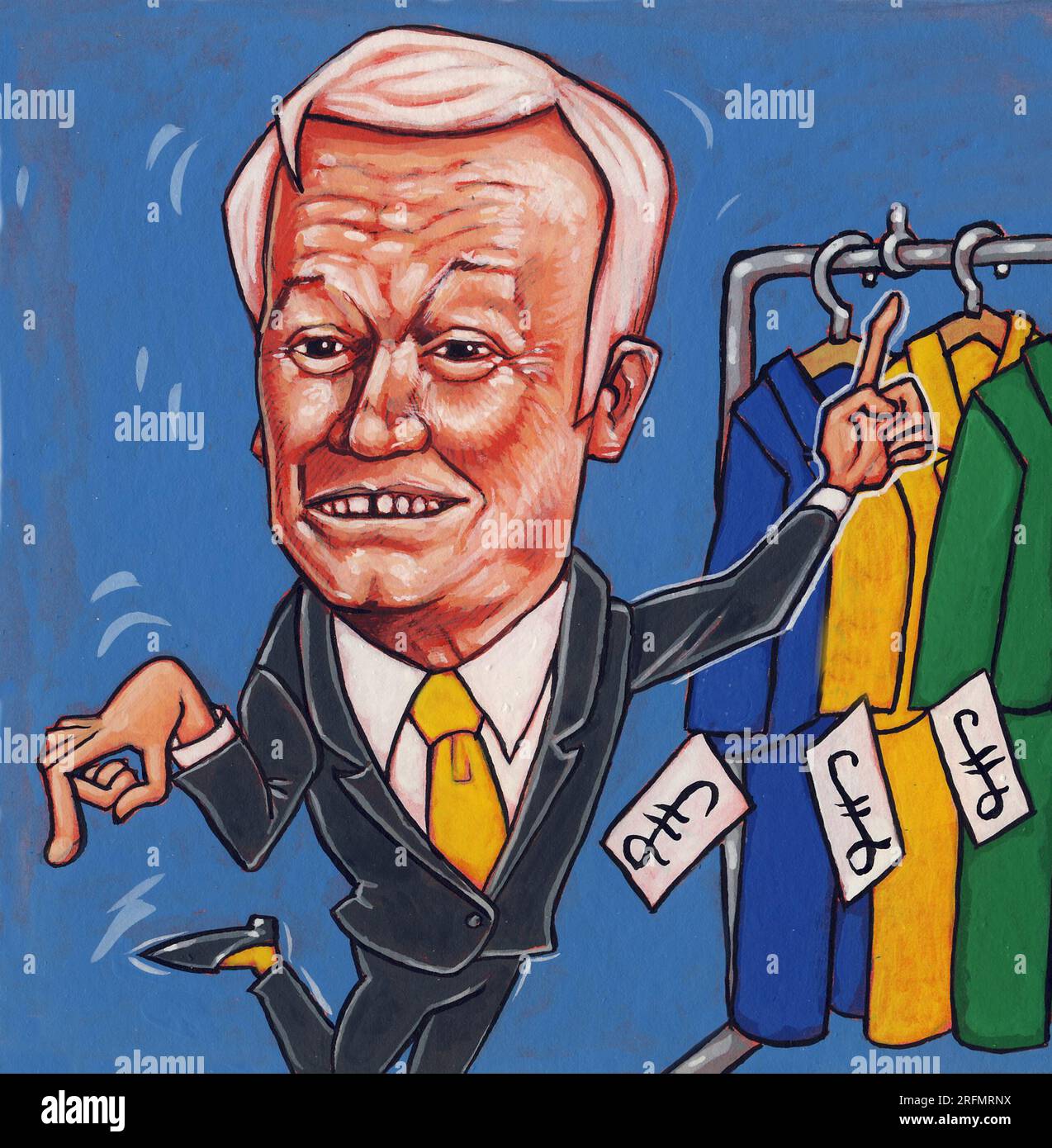 Caricature of English comic actor John Inman in the role that made him