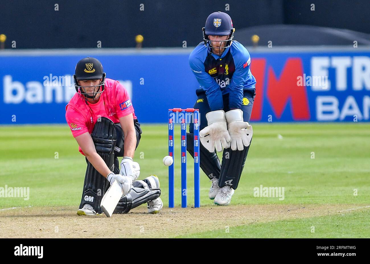 Hove UK 4th August 2023 -  James Coles batting for Sussex Sharks against Durham during the Metro Bank One Day Cup cricket match at the 1st Central County Ground in Hove : Credit Simon Dack /TPI/ Alamy Live News Stock Photo