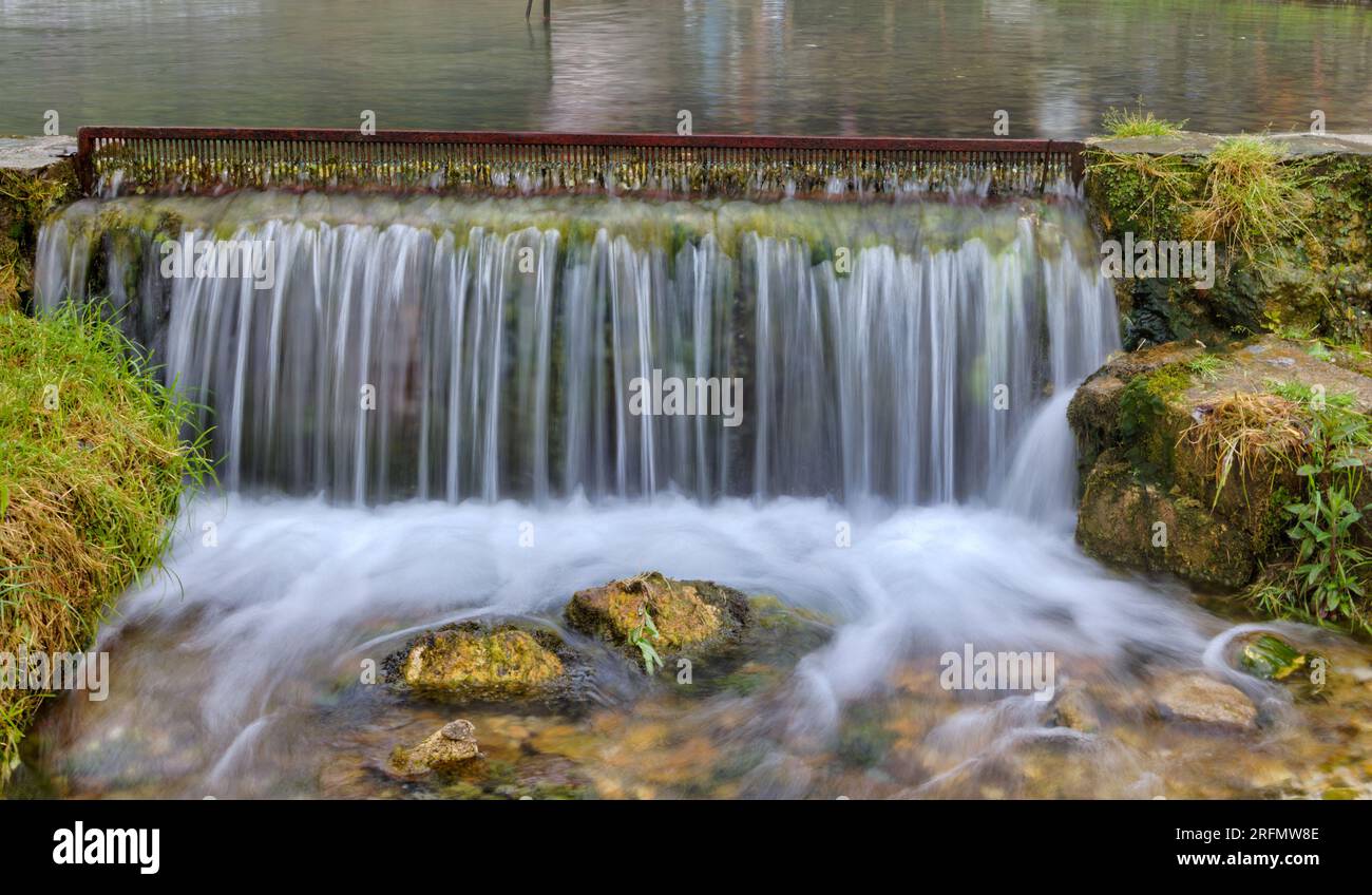 Metallic Grating Cascade Regulating Creek Water Flow Stock Photo Alamy