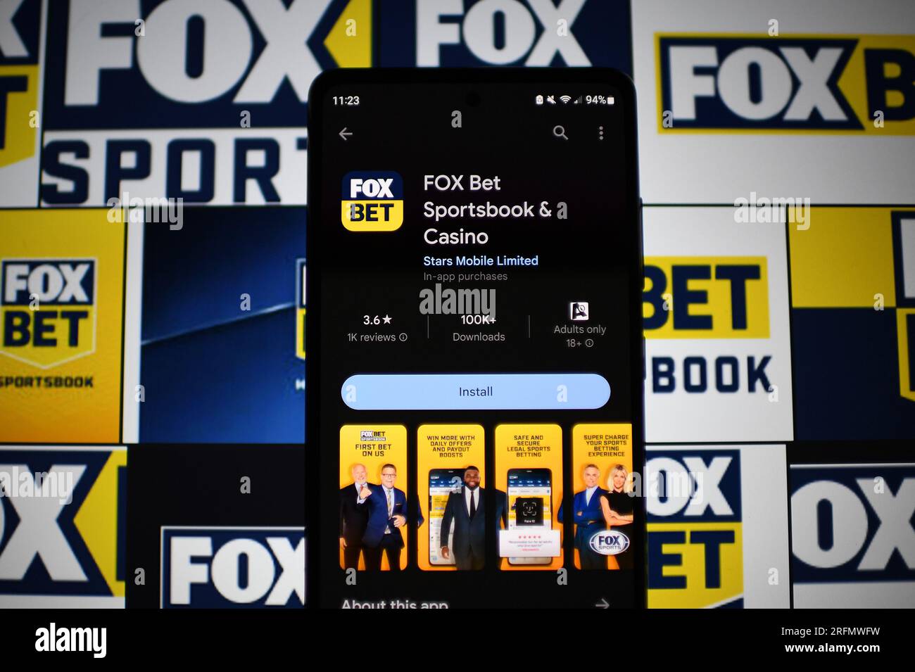 New York, USA. 04th Aug, 2023. Screen view of the FOX Bet smartphone