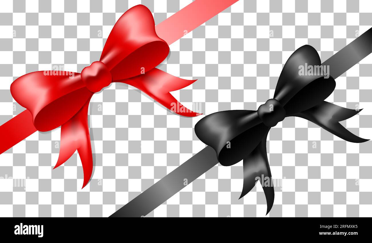 Shiny black silk ribbon isolated on white background. Vector black bow.  Black bow and black ribbon. Packing element Stock Vector Image & Art - Alamy