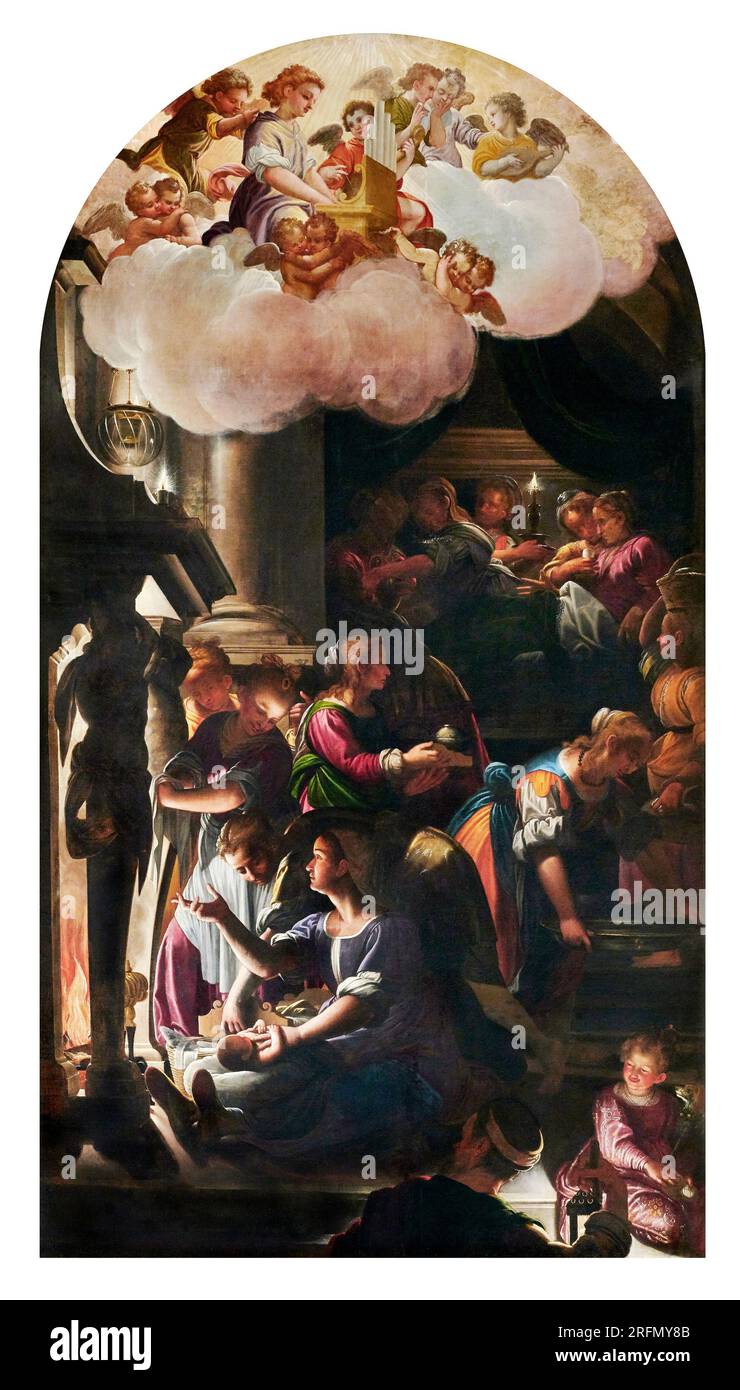 Nascita di Maria  - olio su tela - Tommaso Bona  - 1596 -  Brescia, chiesa di Santa Maria dei Miracoli Stock Photo
