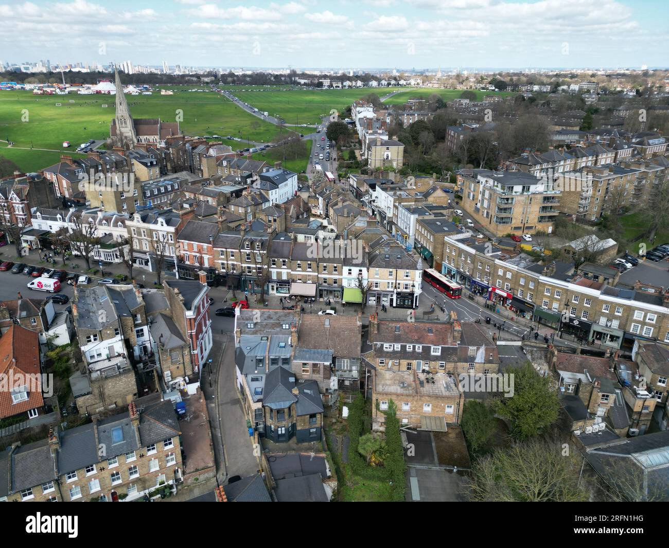 High Street Blackheath London UK drone aerial view Stock Photo Alamy