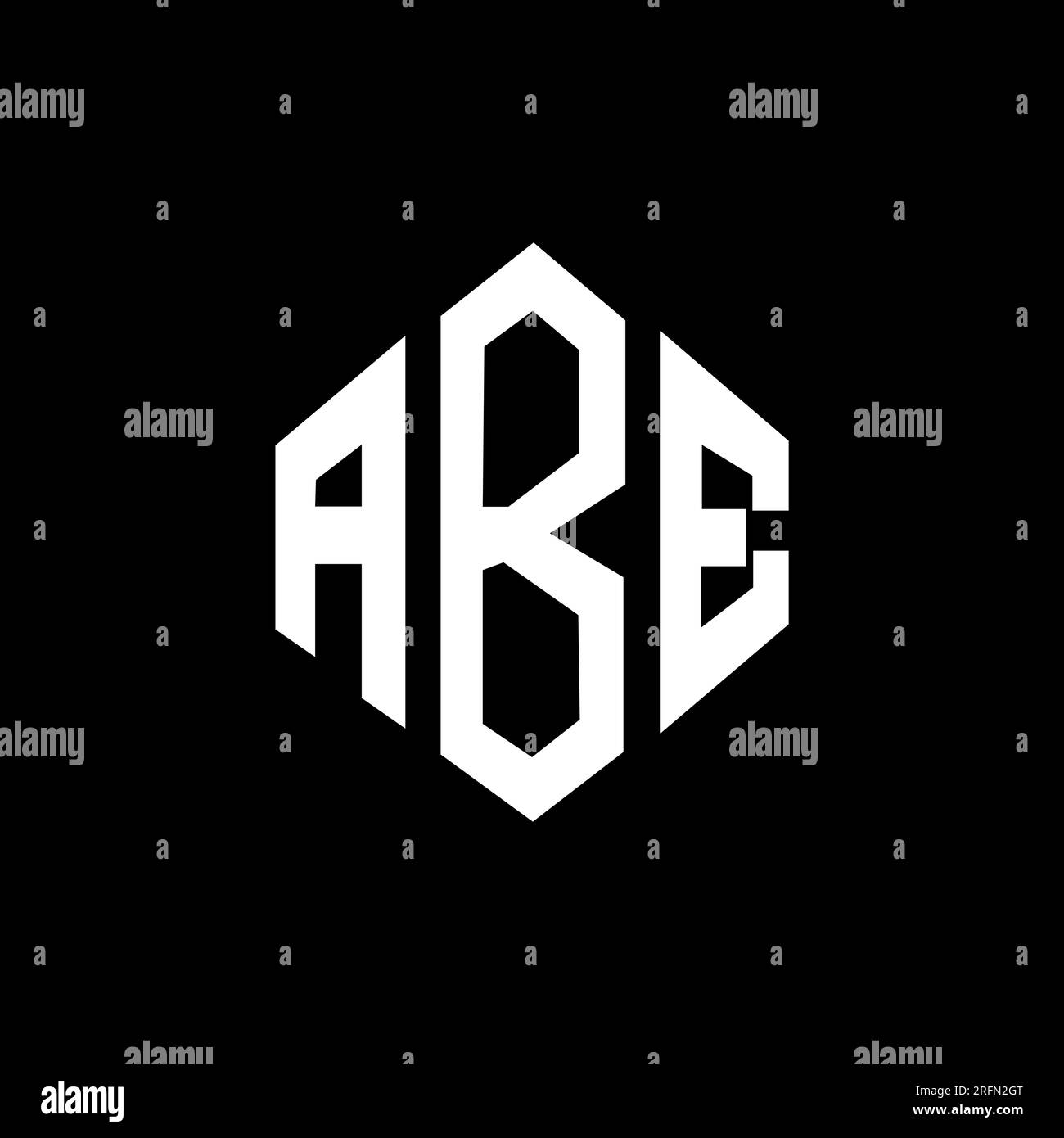 ABE letter logo design with polygon shape. ABE polygon and cube shape logo design. ABE hexagon vector logo template white and black colors. ABE monogr Stock Vector