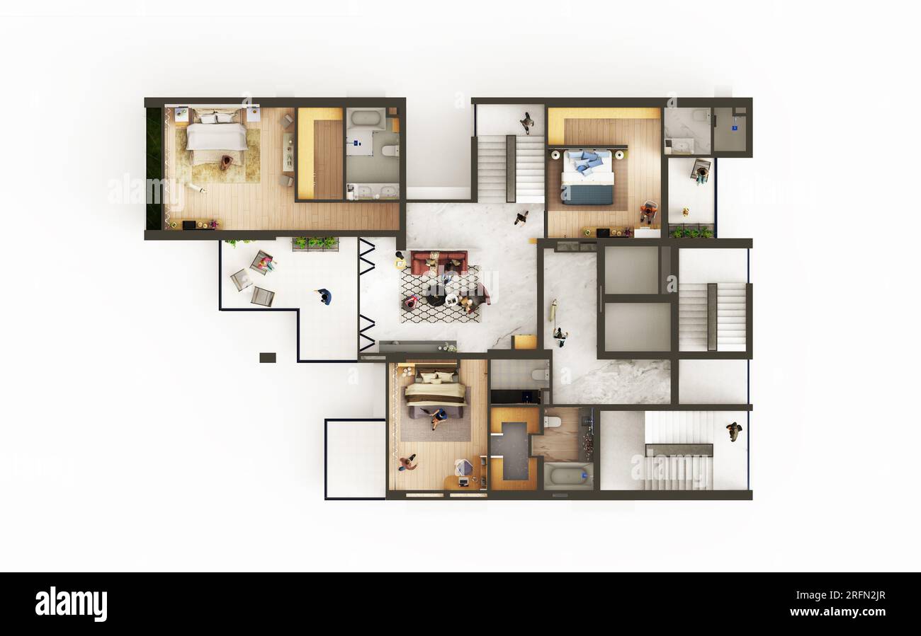 4 bedroom Duplex Apartment typical floor plan 2 Stock Photo Alamy
