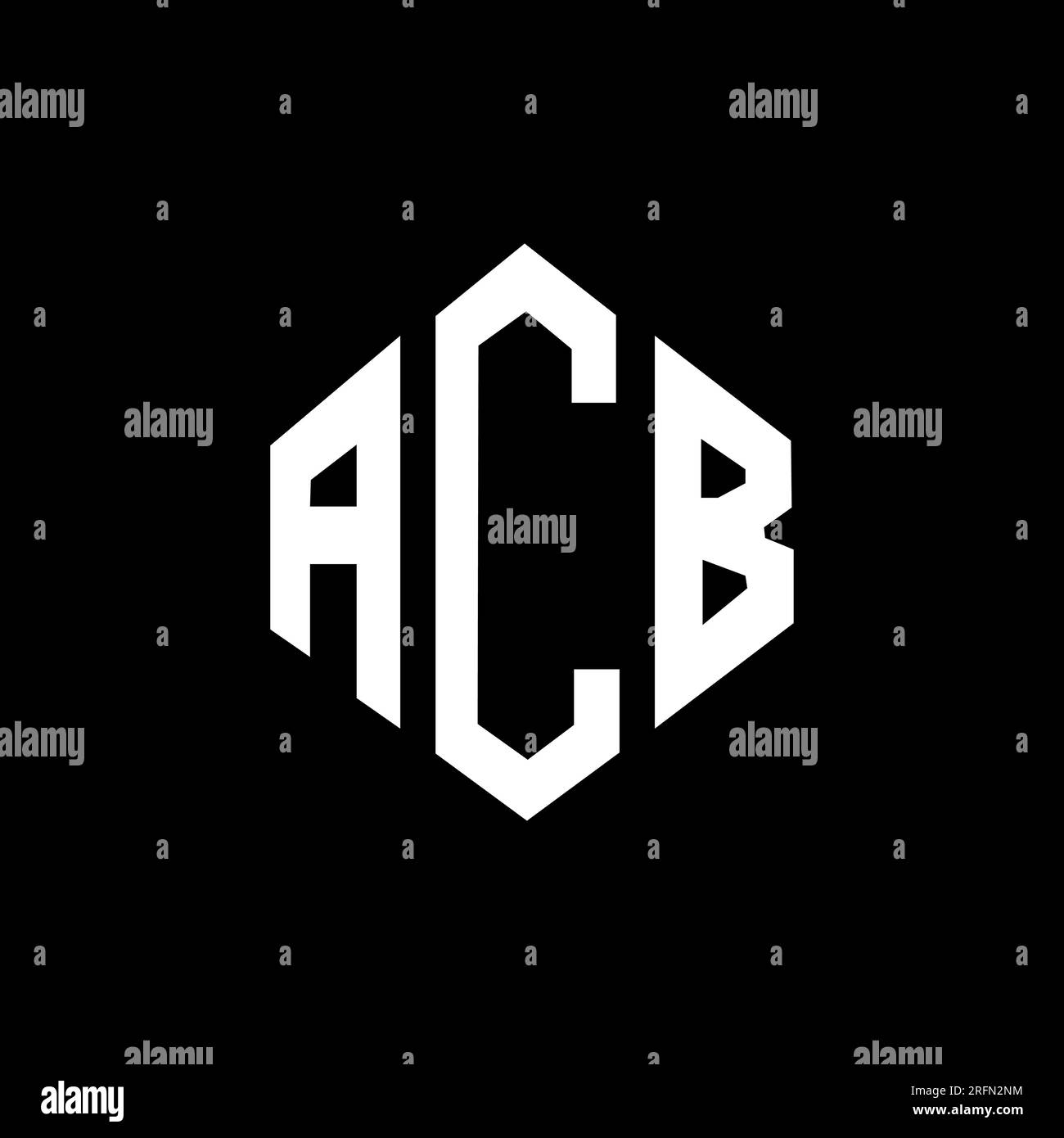 ACB letter logo design with polygon shape. ACB polygon and cube shape logo design. ACB hexagon vector logo template white and black colors. ACB monogr Stock Vector